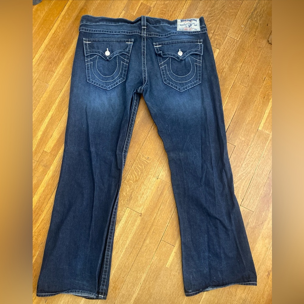 Vintage True Religion Brand World Tour Boot Cut Denim Jeans Size 42/32 Wide Leg